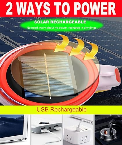 Miniatura 4 de Linterna LED de mano, recargable solar, súper brillante, 10000 lm, lámpara LED multifuncional, linterna de campamento, 5 modos de luz, IPX4