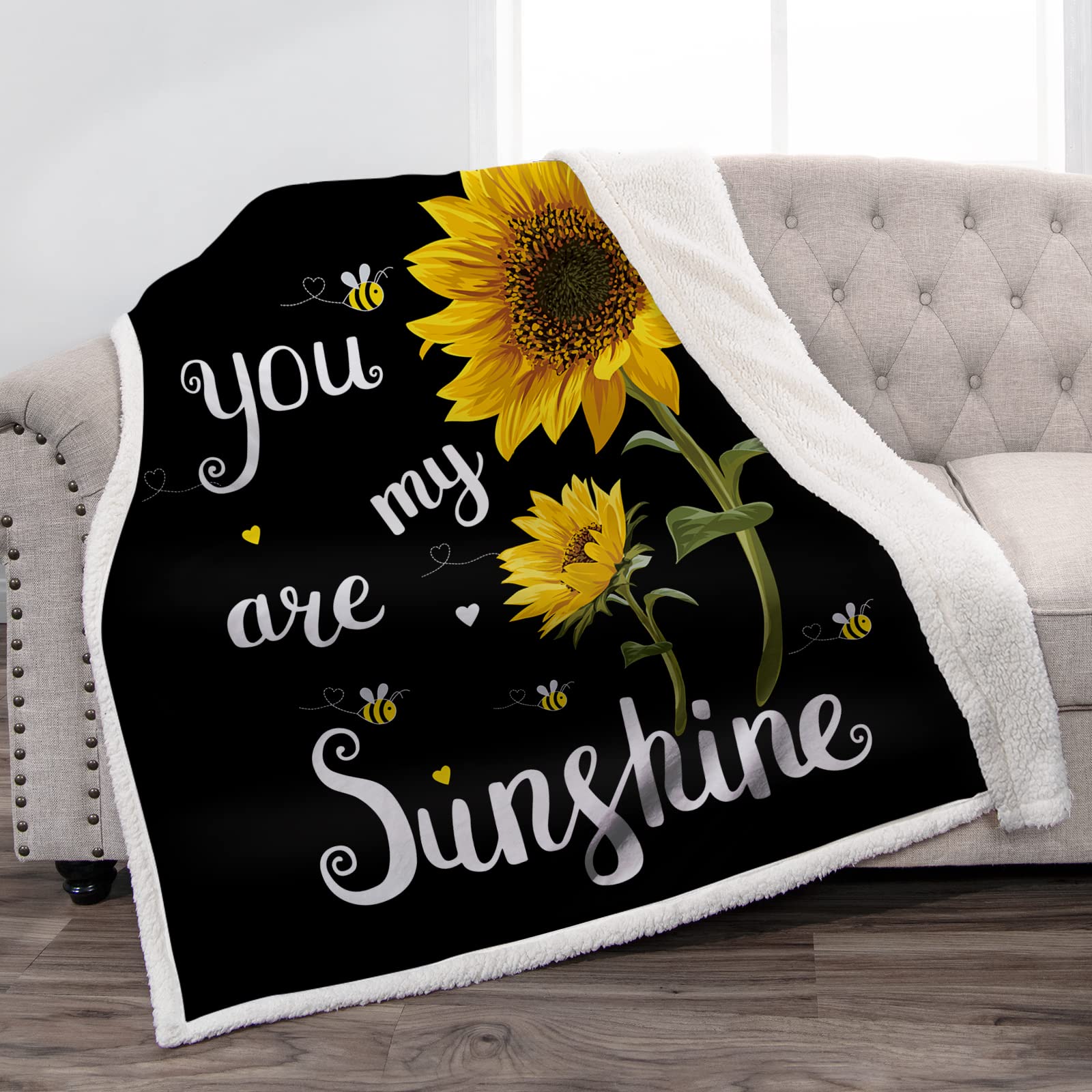Jekeno Sonnenblumen Sherpa Decke – 127 X 152 Cm, Weich & Warm, Bedruckt, Für Couch, Bett & Als Geschenk