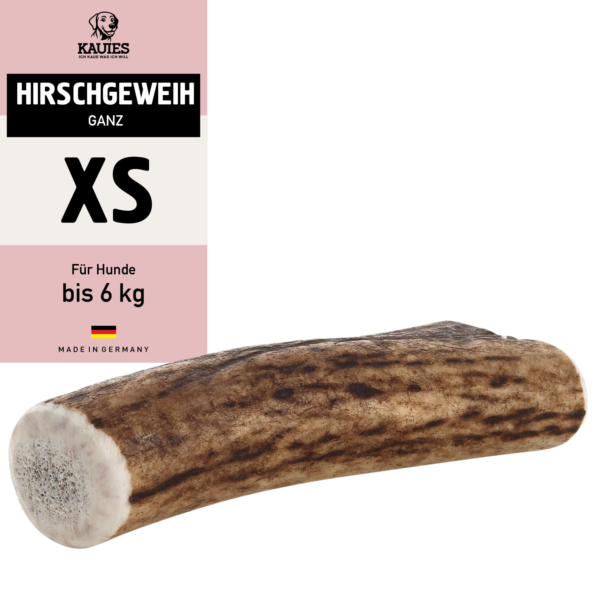Kauies Hirschgeweih für Hunde ganz - Monoprotein, 100% natürlich, zuckerfrei und kalorienarm - Made in Germany, nachhaltig und tierversuchsfrei - Größe XS