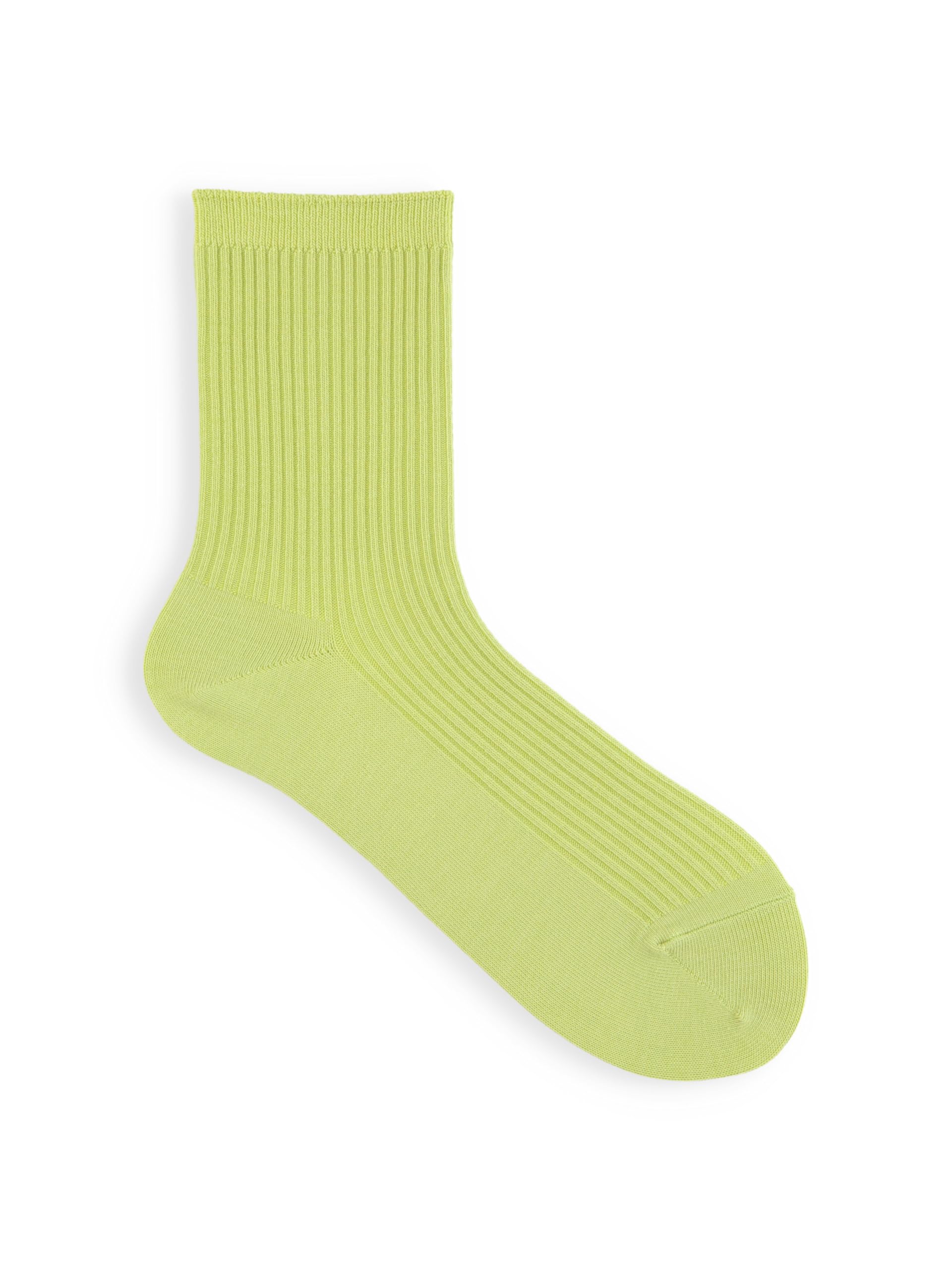 Tabio Classic 2x2 Rib Calf Socks Melon Cotton Blend Women US 5.5-8 Japan