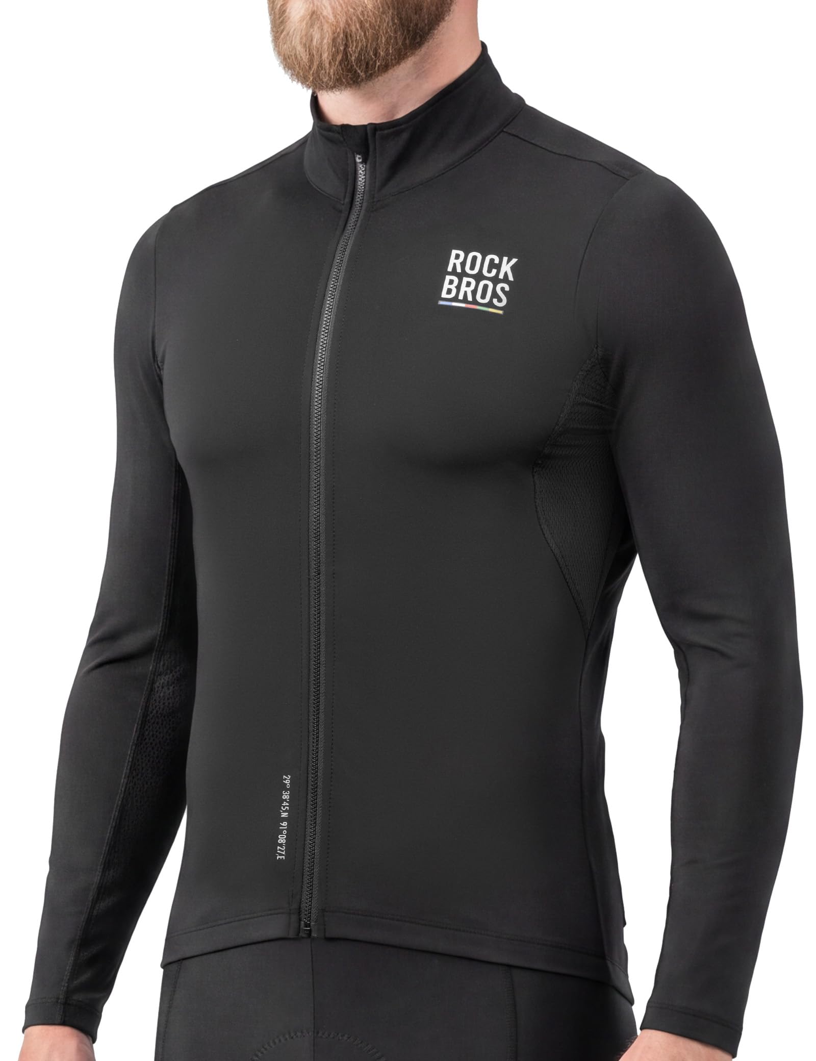 ROCKBROS Road to Sky Maglia Ciclismo Uomo, Elastico Antivento Sportivo | Manica Lunga Asciugatura Rapida, 3 Tasche con orlo antiscivolo, Traspirante per MTB, Gravel, Bici da Strada