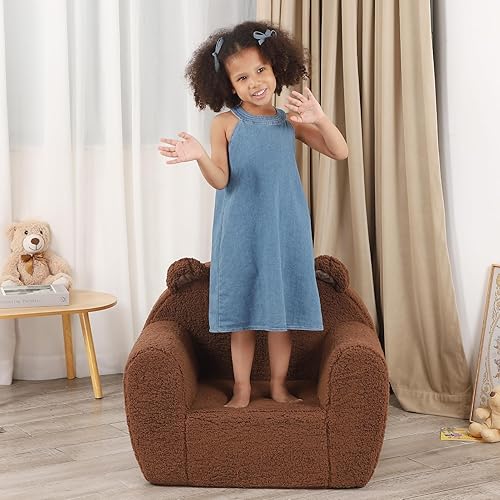 Miniatura 5 de Silla Cómoda para Niños Pequeños, Sillón Infantil Acogedor, Oso de Peluche Grande Marrón