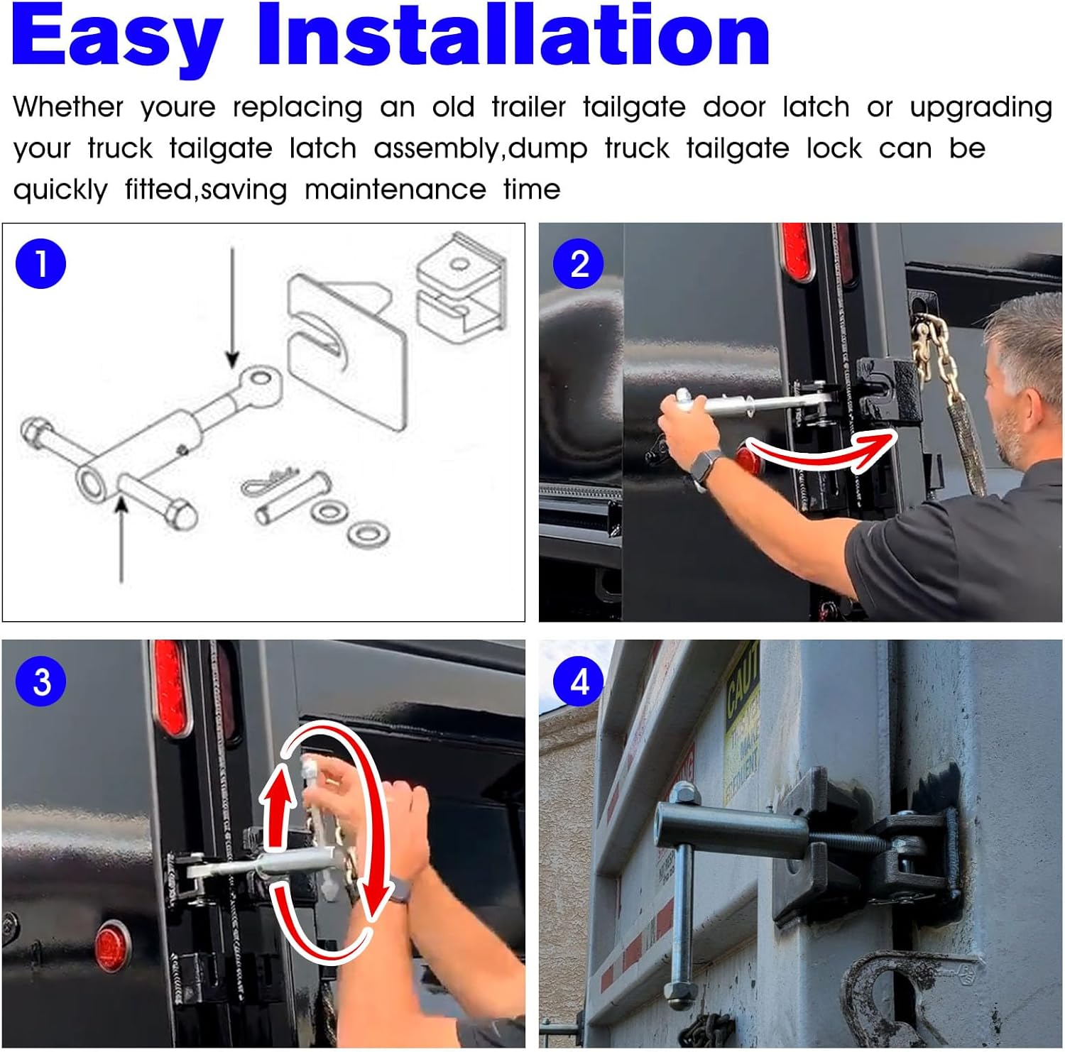 Tailgate Latch Assembly TGL3410HDW Replacement Dump Truck Tailgate Latch TGL34SBR TGL3410 TGL3410ST Trailer Tailgate Locks,Steel Heavy Dump Truck Tailgate Lock Assembly Kit