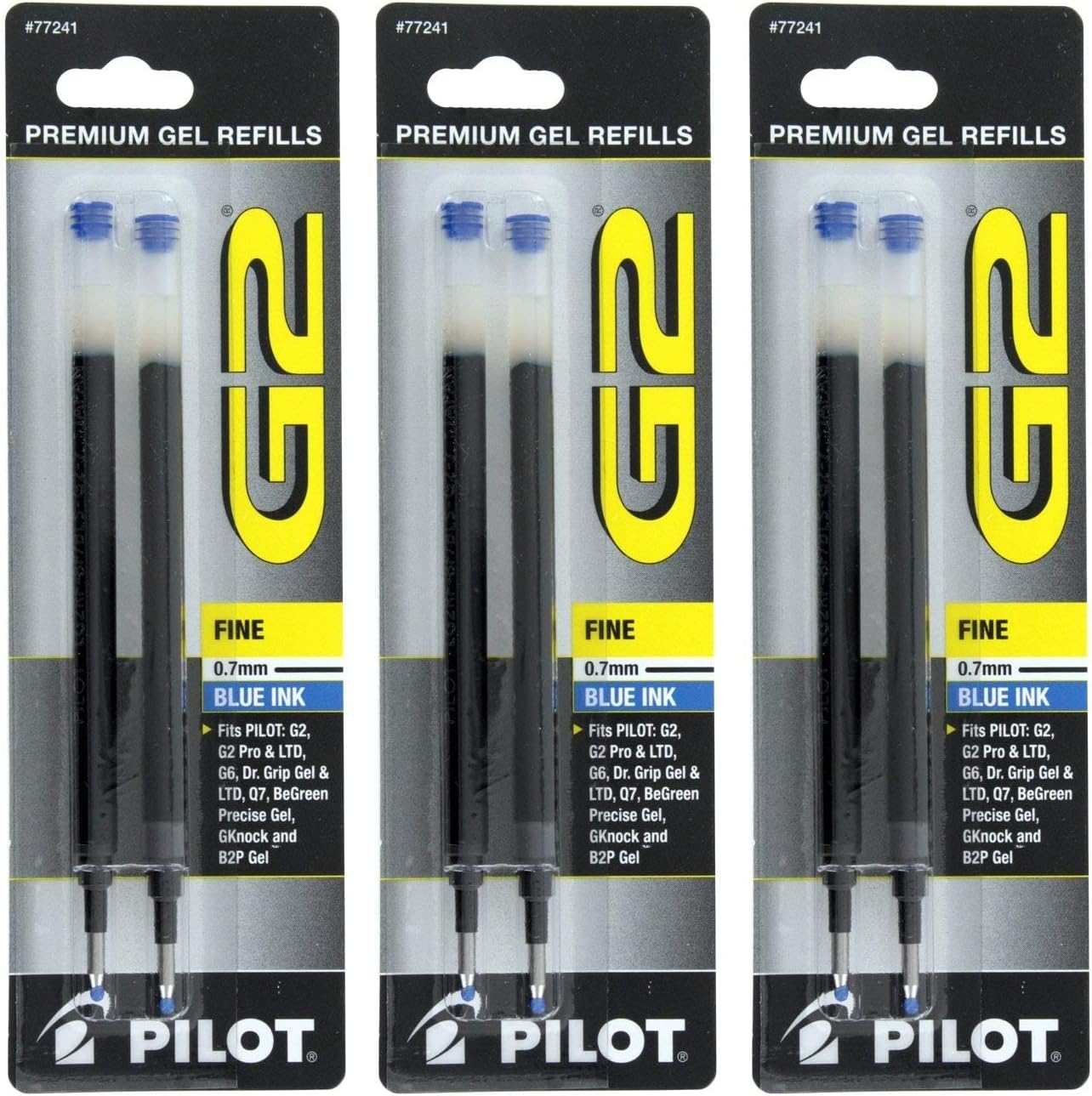 G2 Dr. Grip Gel/Ltd ExecuGel G6 Q7 Rollerball Gel Ink Pen Refills 0.7mm Fine Point Blue Ink Pack of 6