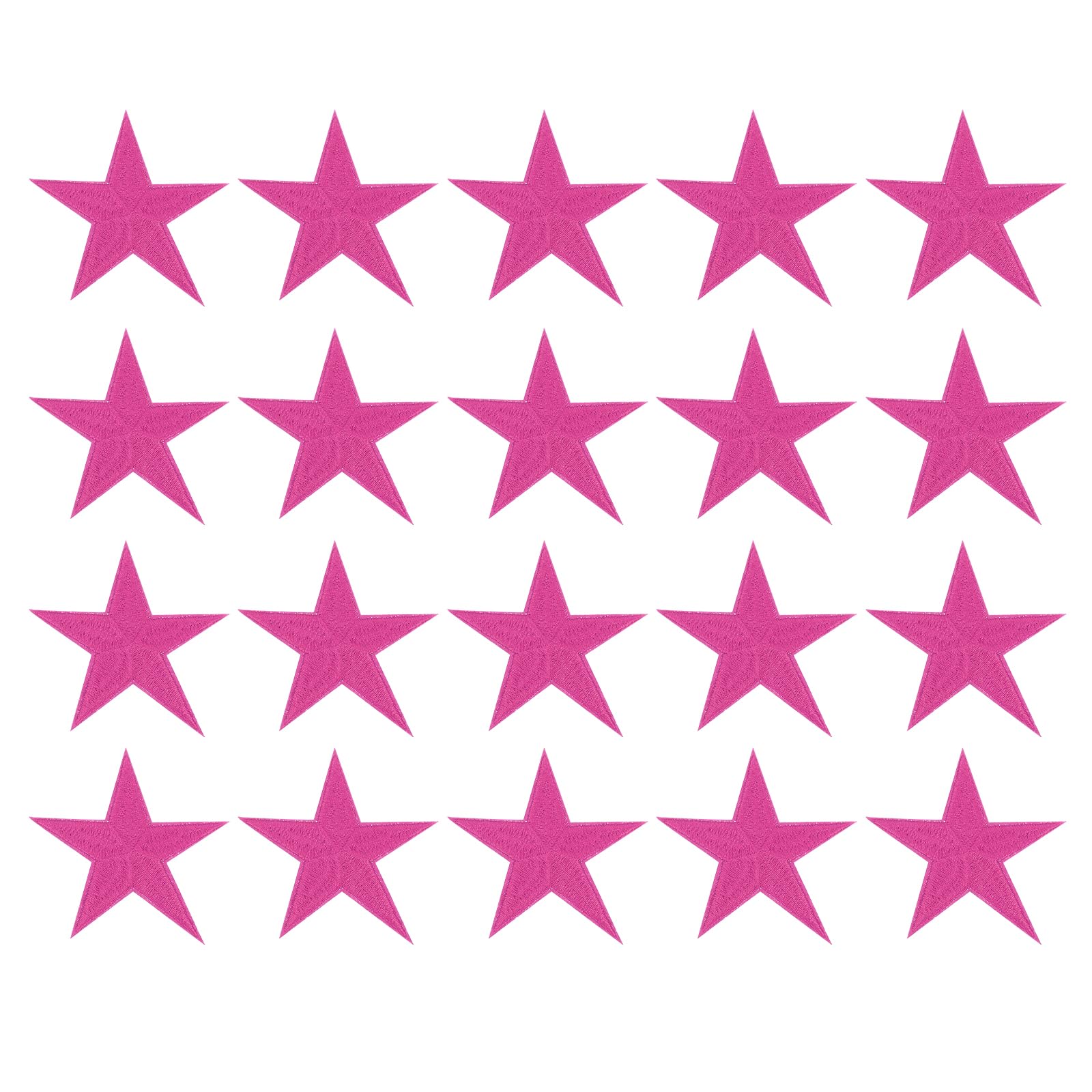 sourcing map 20Pcs Iron on Star Patches, Sew on Star Embroidered Patches, Decorative Repair Patch Applique for DIY Crafts Backpacks Bags Hats Clothes, 75mm Rose Red
