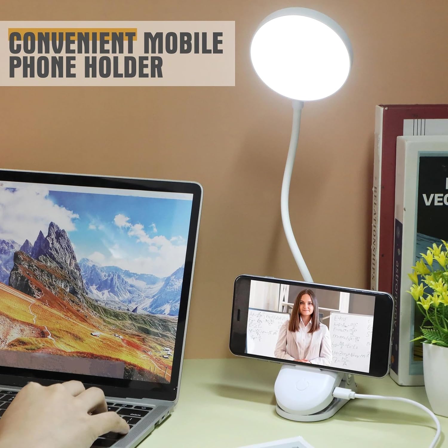 Retisee 12 Pcs Clip on Lamp Bulk LED Reading Light Book Lamp Clamp for Bed with 3 Brightness Level Night Light Clip on for Desk, Bed Headboard, USB Plug-in Style