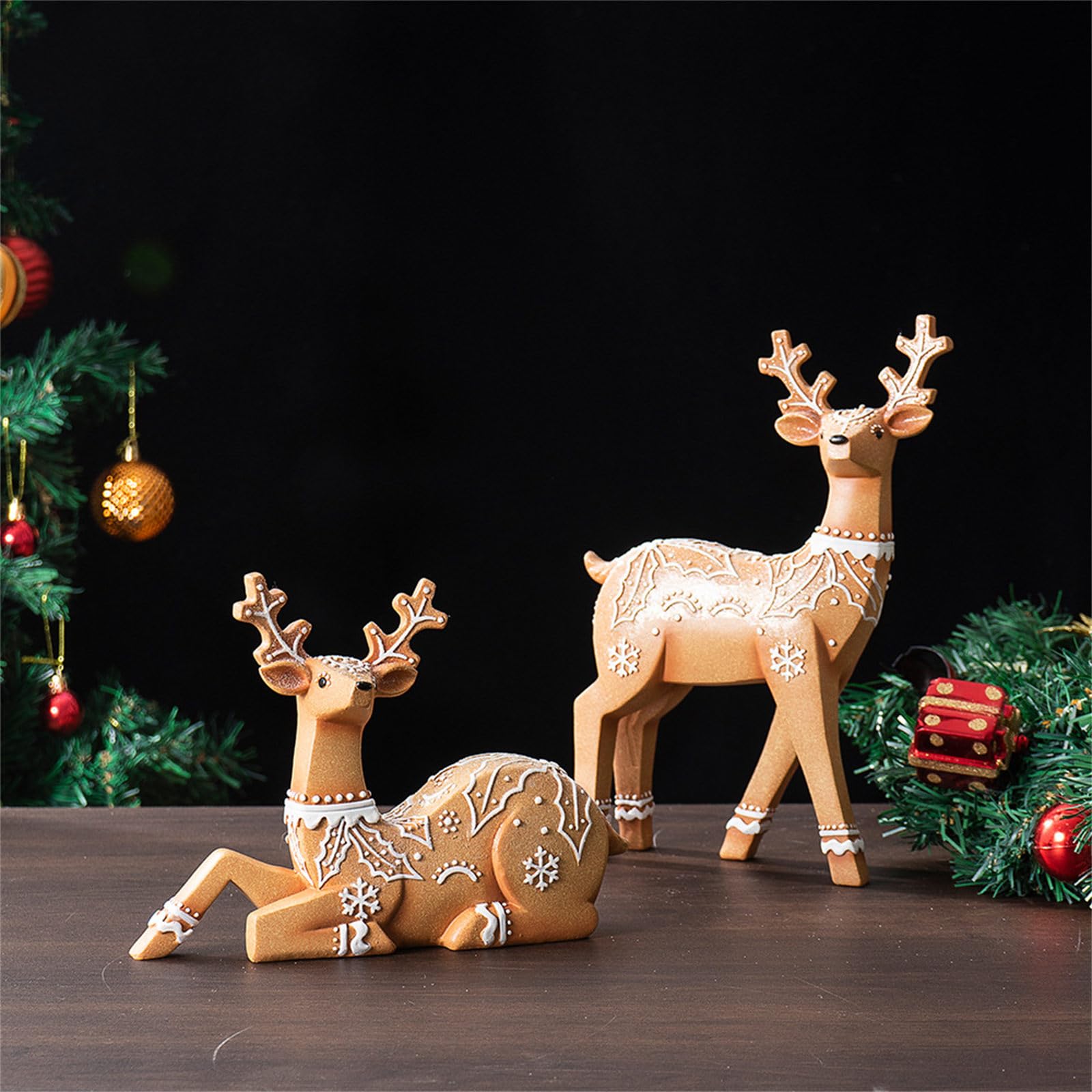 Scultura di renna fatta a mano a tema natalizio decorazione di cervo per caminetti mensola desktop display casa o ufficio resina renna decorazioni natalizie