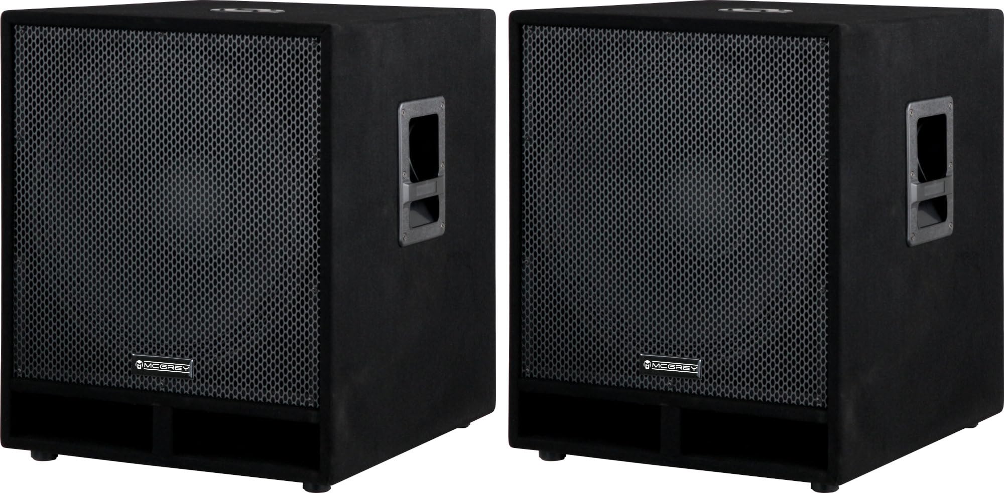 McGrey PAS-118 Passiv-Subwoofer 2X Set - 18" Woofer - Belastbarkeit: 450 Watt (RMS) - Impedanz: 4 Ohm - Frequenzgang: 38 Hz - 1,5 kHz - Anschlüsse im Klinken- und SPK-Format - Robustes Holzgehäuse