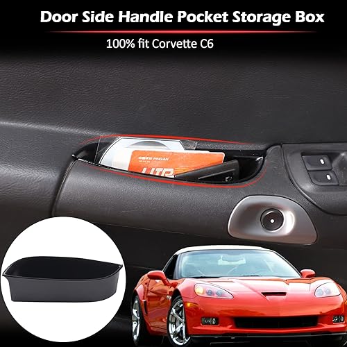 Miniatura 2 de LLKUANG Caja de almacenamiento para manija de puerta de automóvil compatible con Chevrolet Corvette C6 2005-2013, reposabrazos de puerta principal