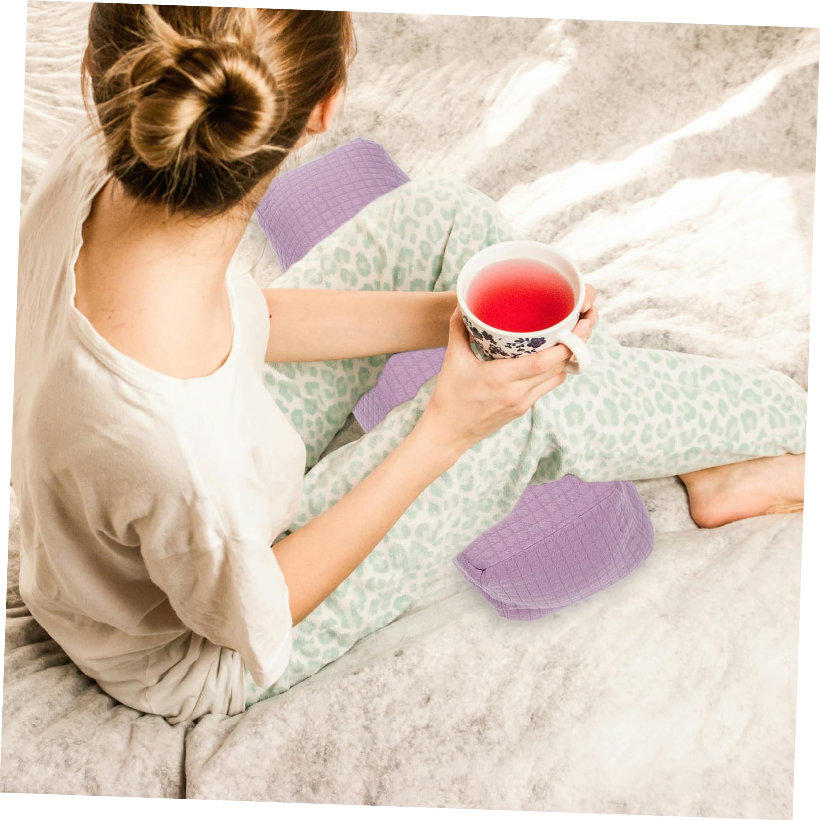 Cabilock Foot Pillow Lower Back Pillow Leg Pillow Leg Cushion Sleeping Leg Rest Leg Pillow Leg Lift Pillow Foot Rest Pillow Elastic Foot Rest Foot Stool Cushion Polyester Lavender