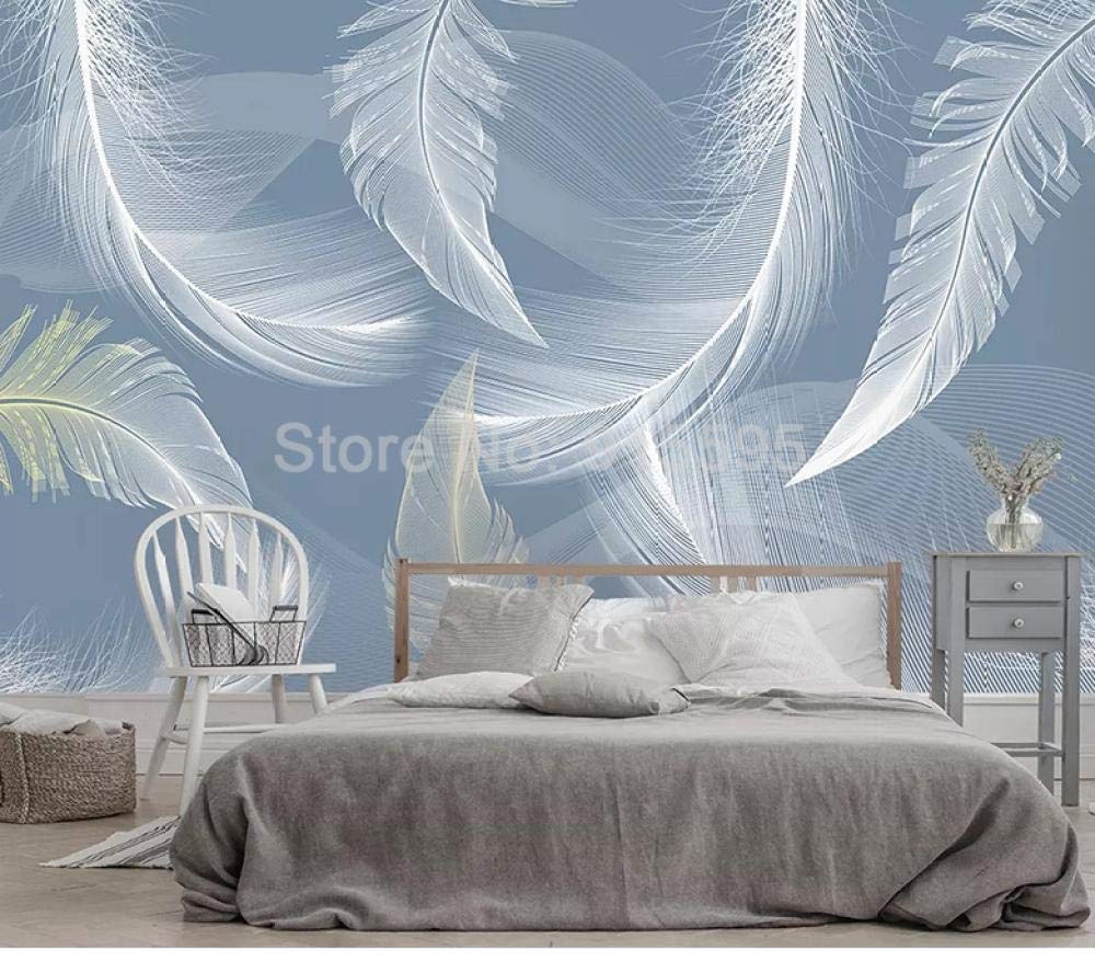 Papier peint 3D plume blanche salon moderne tapisserie murale panoramique 400x280 cm