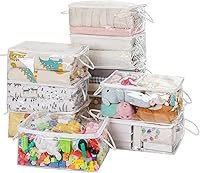 Vista 11 de Paquete de 10 bolsas de almacenamiento transparentes con cremallera con asas, organizador plegable de armario con cremallera bidireccional