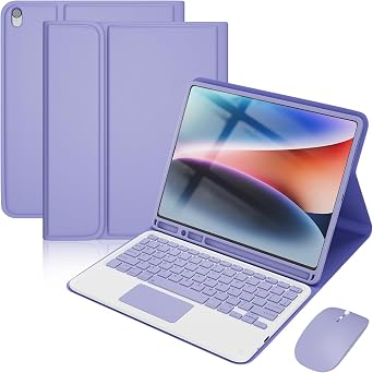 Cover for iPad 9th / 8th / 7th Generation 10.2 inch Case with Keyboard - Detachable Cover with Mouse Purple