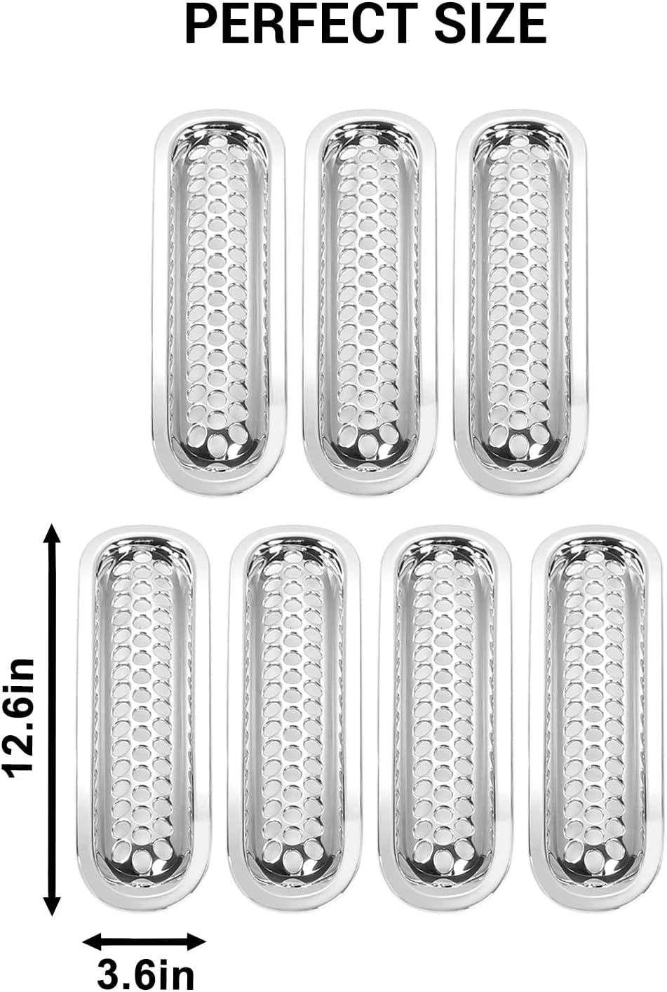 JeCar Chrome Front Mesh Grille Grill Inserts for 2007-2018 Jeep Wrangler JK & Unlimited