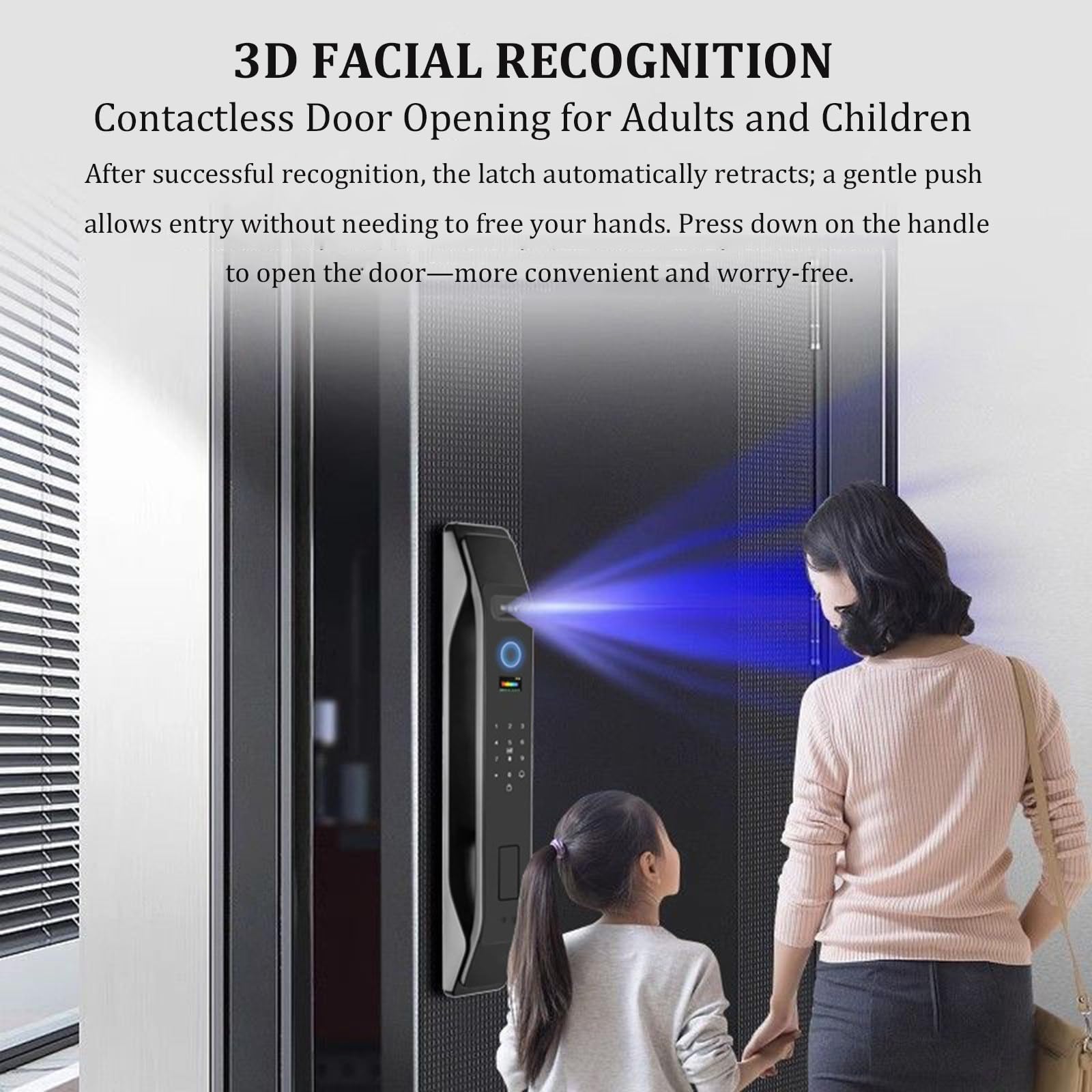Serrure Connectée Vidéo Avec Caméra, Reconnaissance Faciale 3D, Wi-Fi Intégré, Sonnette Vidéo, Kit De Serrure À Mortaiser Intelligente Avec Lecteur D'empreintes Digitales Et Boîtier Inclus