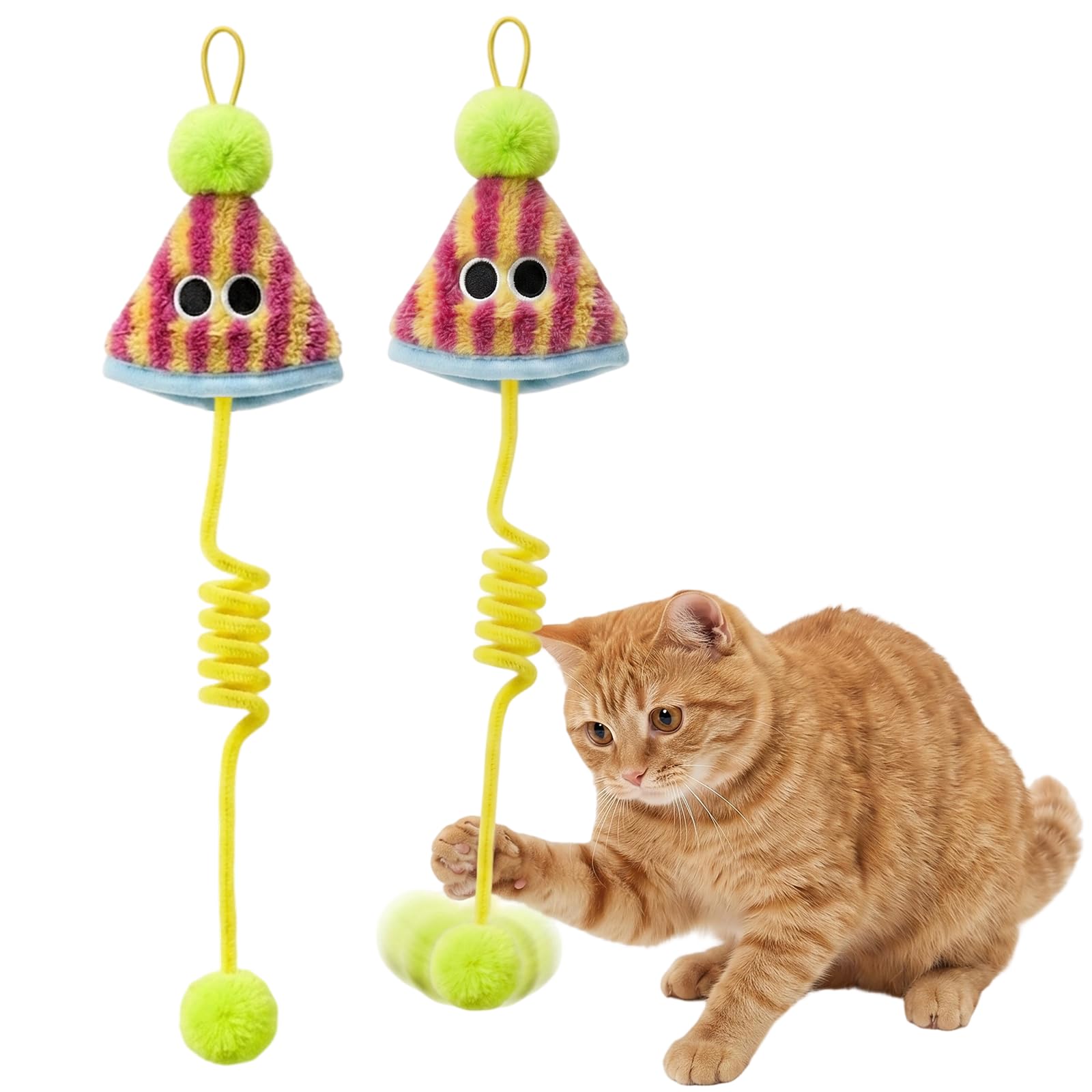 Jouet à ressort pour chat d'intérieur suspendu élastique