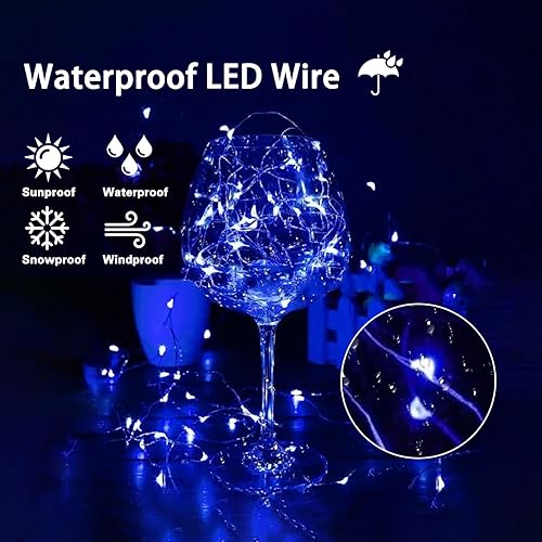 Miniatura 49 de Paquete de 4 luces de hadas que funcionan con pilas con temporizador de control remoto, tira de luces LED para decoración de interiores y Blanco