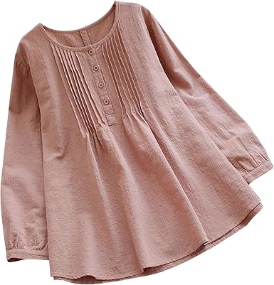 Long Sleeve Linen Tunic Tops 