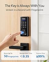 Vista 4 de Philips WiFi Smart Lock with Handle, Fingerprint Keyless Entry Door Lock with WiFi Bridge, Smart Locks for Front Door with Handle Set, APP Remote