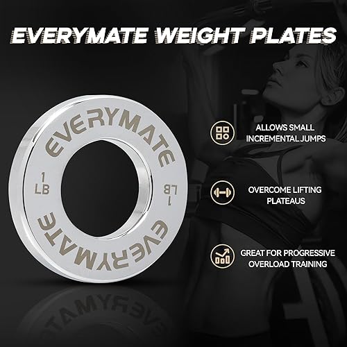 Miniatura 5 de EVERYMATE Juego de 8 placas de peso fraccionarias de 0.25 libras, 0.5 libras, 0.75 libras, 1 libra, para pesas olímpicas para entrenamiento de