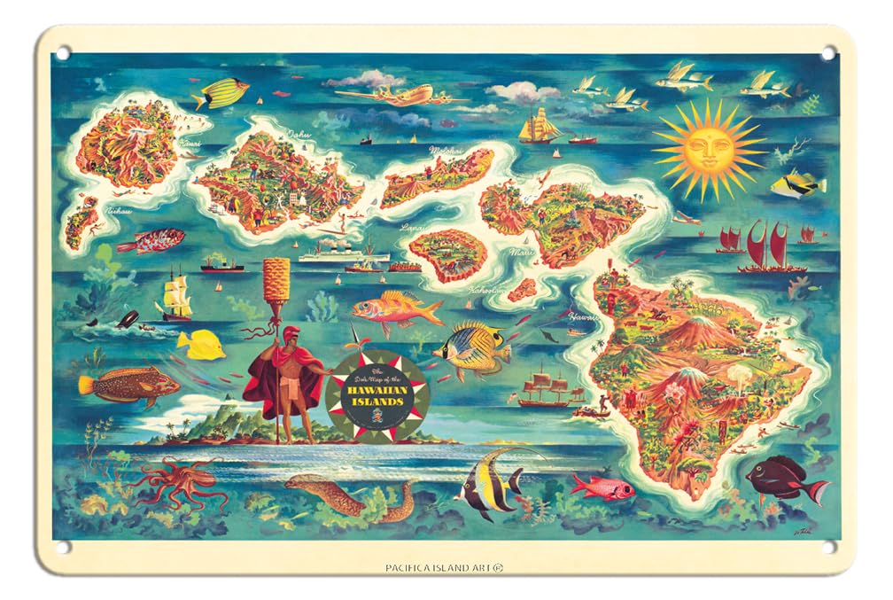 Amazon.com: Pacifica Island Art The Dole Map of the Hawaiian