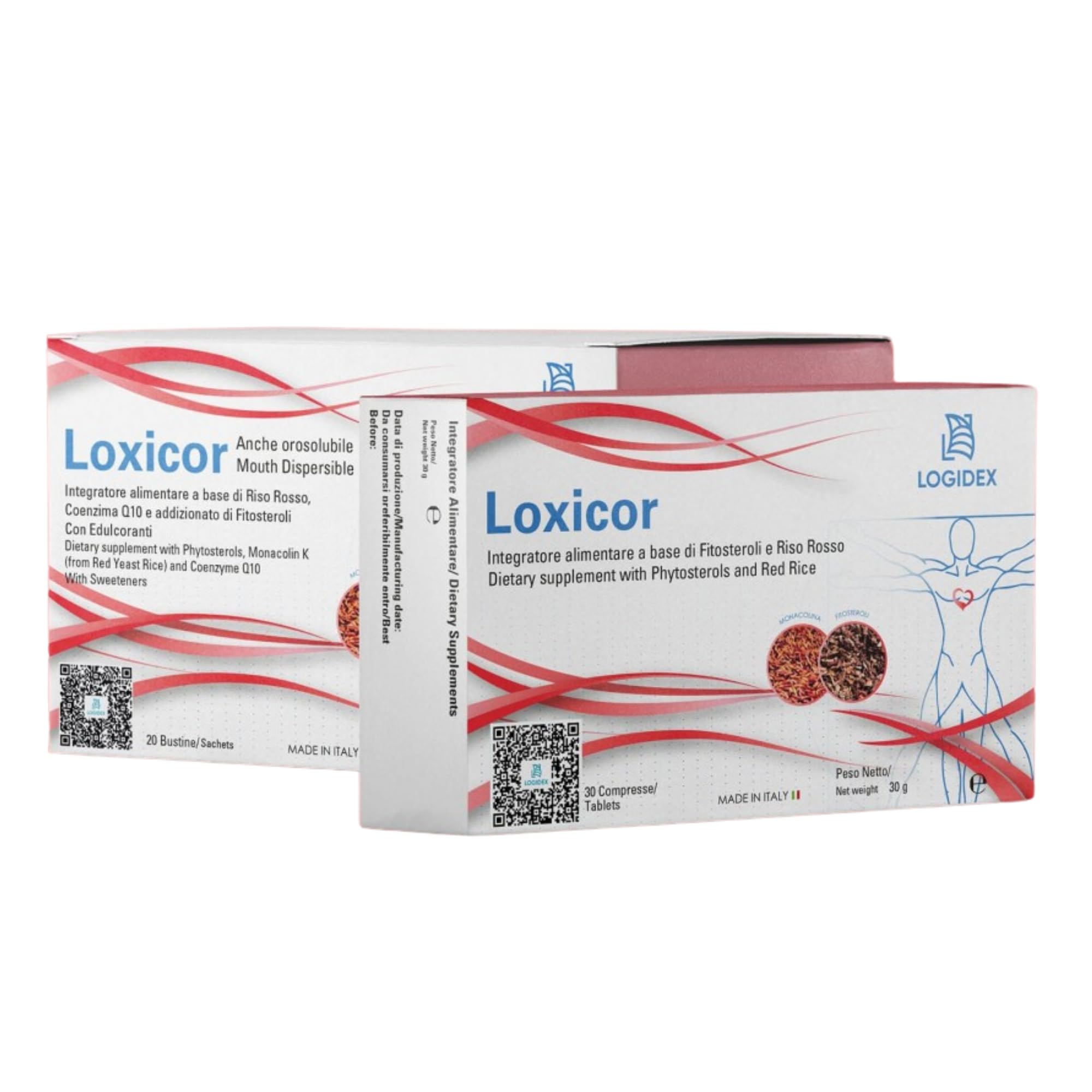 LOXICOR Riso Rosso Fermentato e Coenzima Q10 30 bst Integratore Naturale A base di Fitosteroli Alternativa Alle Statine Senza Glutine e Lattosio PRODOTTO IN ITALIA
