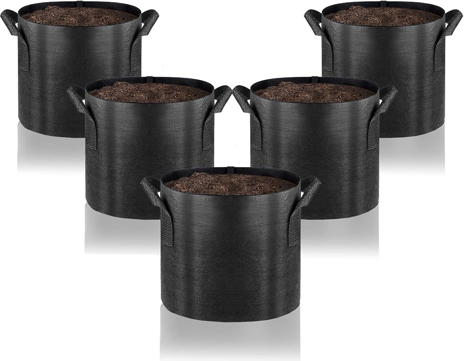 Gardenera Premium Fabric Grow Bags - Set of 5-10 Gallon Durable Nonwoven Plant Pots for Indoor and Outdoor Gardening