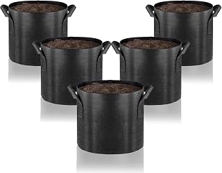 Gardenera Premium 5-Pack - 1 Gallon Grow Bags - Heavy Duty Nonwoven Fabric Pots with Handles for Plants, Perfect for Indoor and Outdoor Gardening