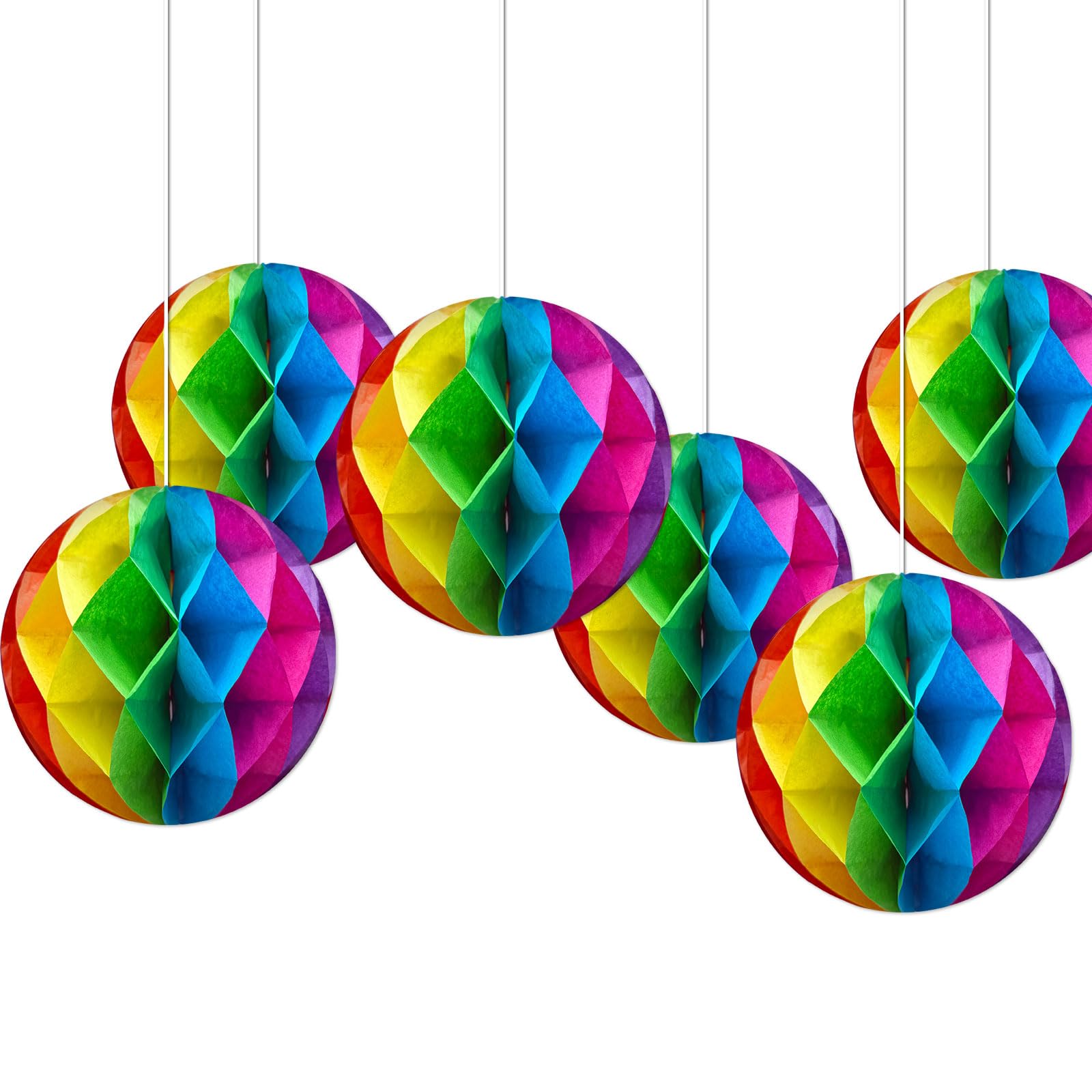6Pcs Pride Decorations, Rainbow Honeycomb Ball, Paper Pom Poms Balls Flowers for Gay LGBT Theme Party Bridal Shower Wedding Birthday