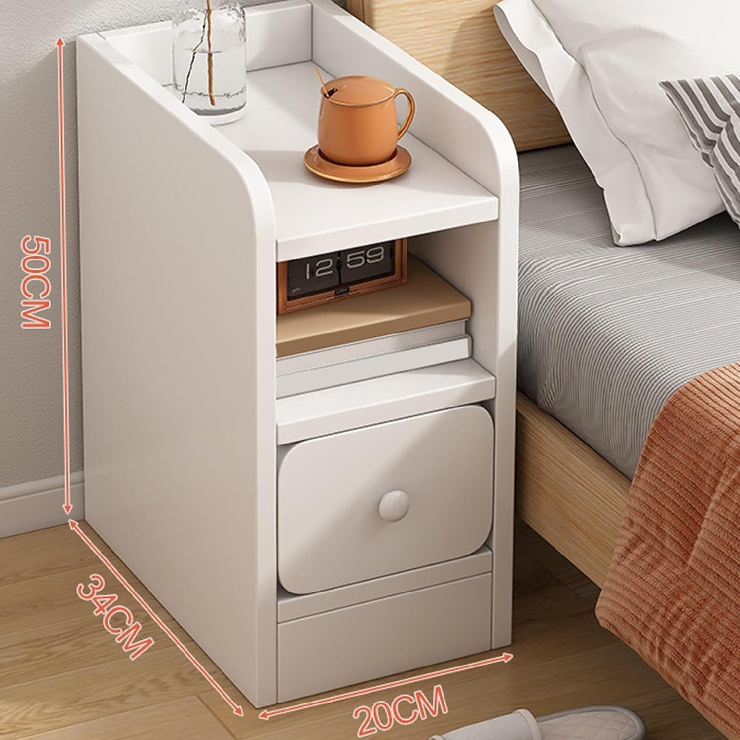 SBCC Multi-Functional Nightstand, Mini Storage Cabinet, Simple Bedside Cabinet, Suitable for Bedroom, Next to The Sofa, Living Room (Color : Single Drawer, Small : 20cm)