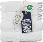 Towel Bazaar Serviettes en coton turc premium Super Soft et Absorbent (8-Piece Towel Ensemble, Moss Green)