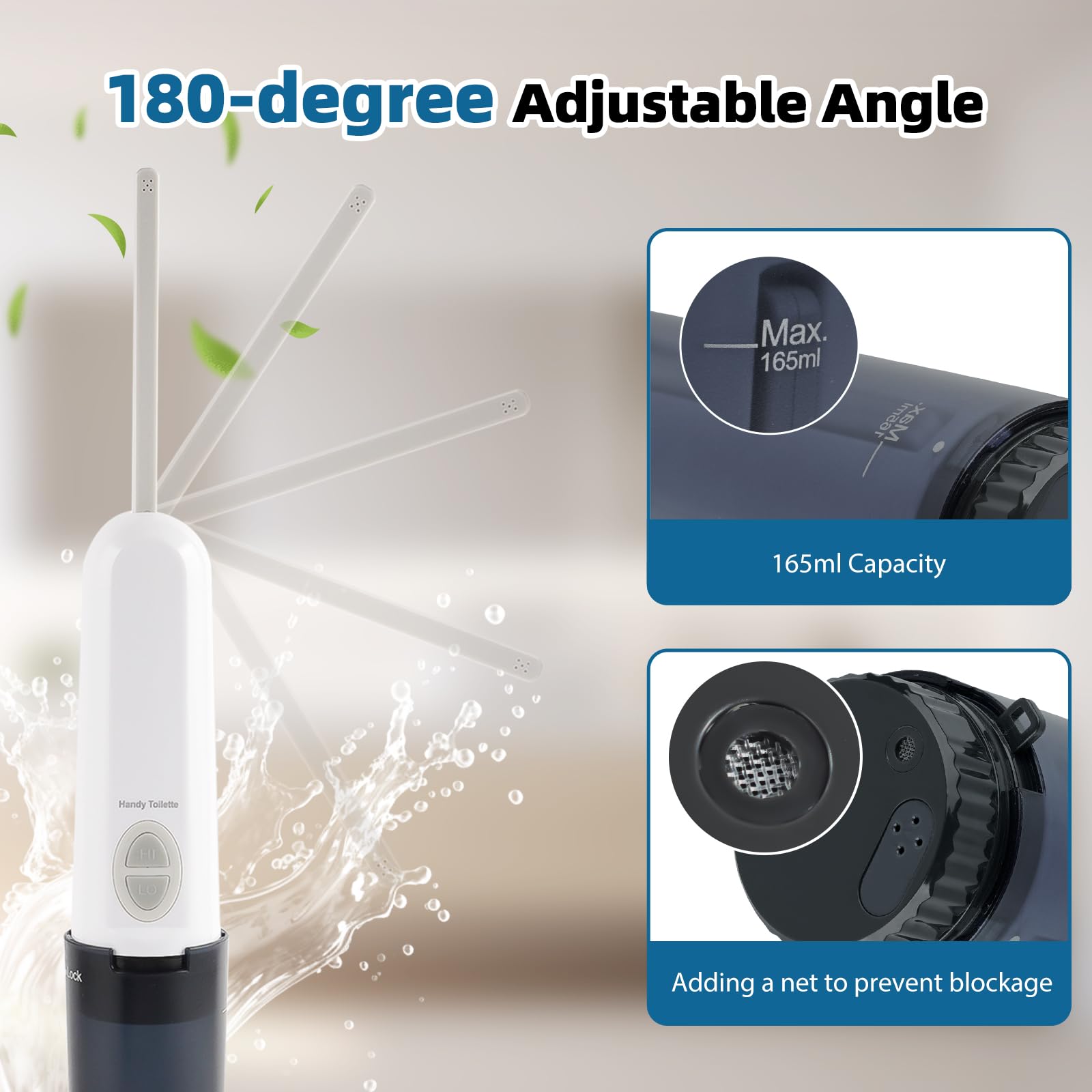 Confezione da 2 bidet da viaggio portatile, mini spruzzatore elettrico per bidet personale, con cavo USB, bidet portatile, pratico per la pulizia dell'igiene personale, lenitiva dopo il parto