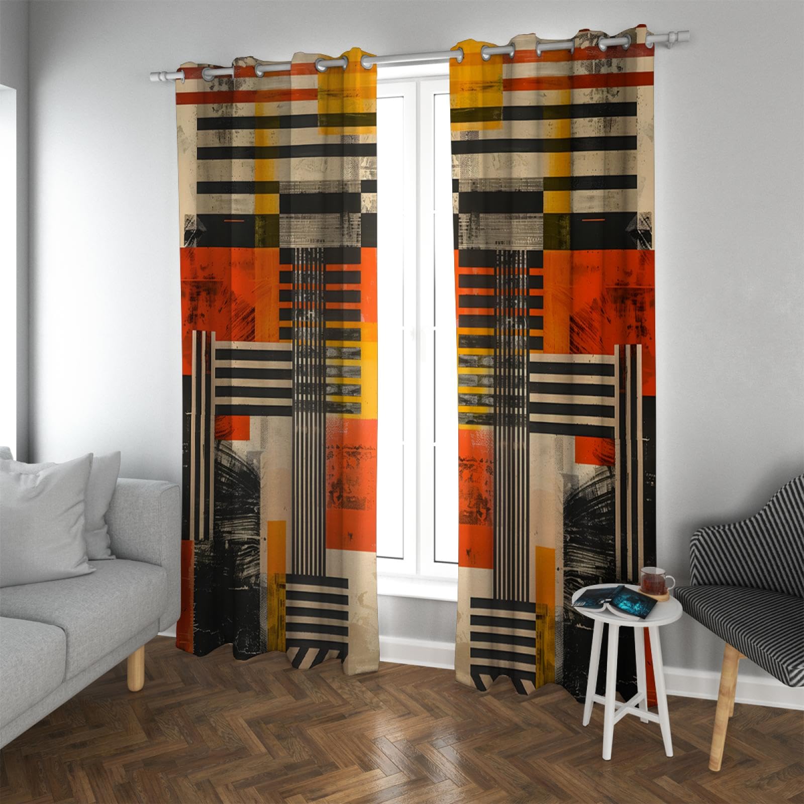 Rideau occultant PARREN assombrissant pour chambre, motif rétro moderne abstrait 120x150cm