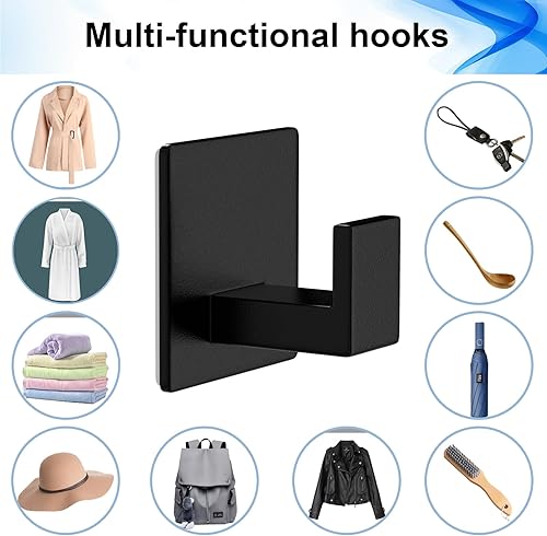 Miniatura 7 de Ganchos adhesivos para toallas, ganchos de ducha para colgar batas, abrigos, sombreros, lufas, ganchos de pared resistentes para baño, cocina y