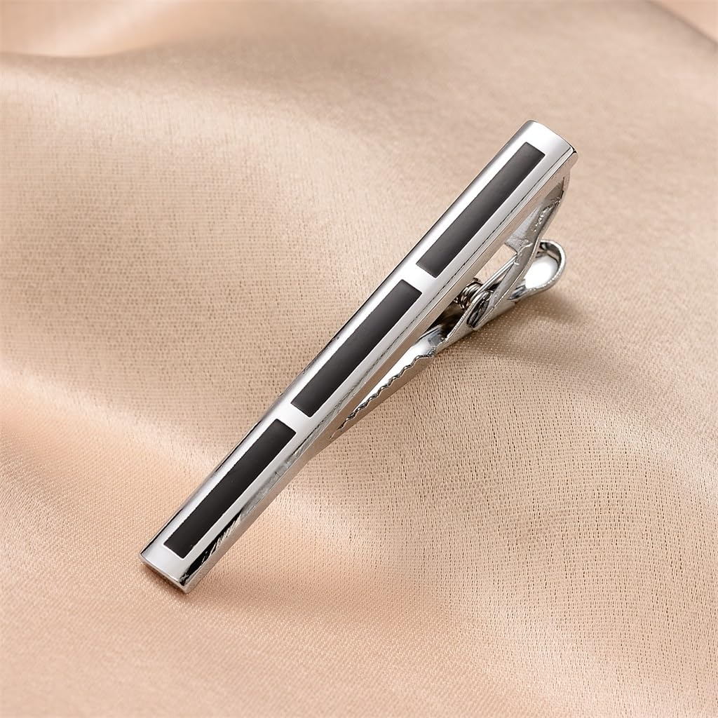 Clips de Corbata Clip de Corbata Plateado for Hombre Clip de Corbata de Negocios Clip de Corbata Negro
