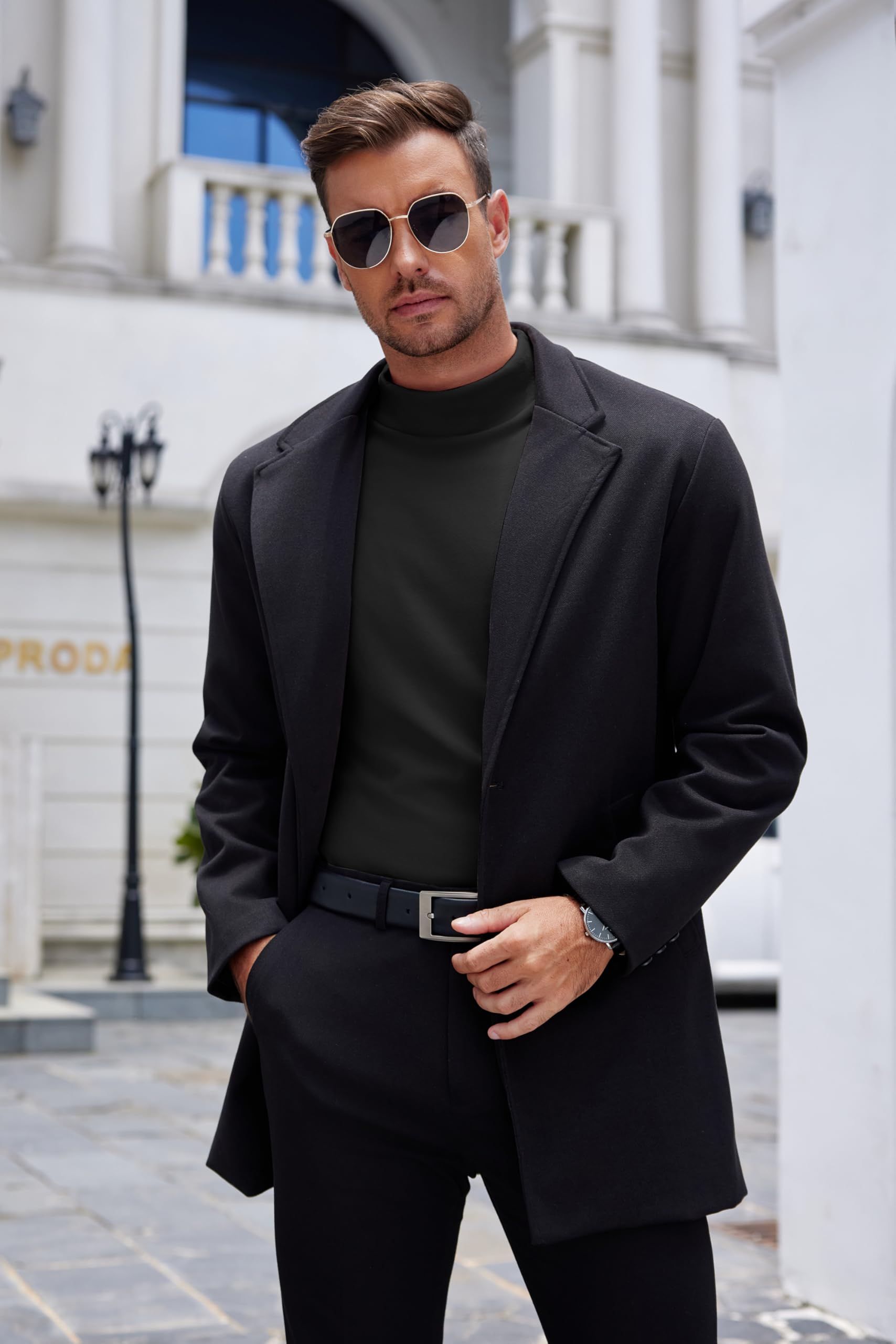 COOFANDY Camicie da uomo a collo alto a maniche lunghe basic termiche a collo alto maglietta leggera pullover maglioni top