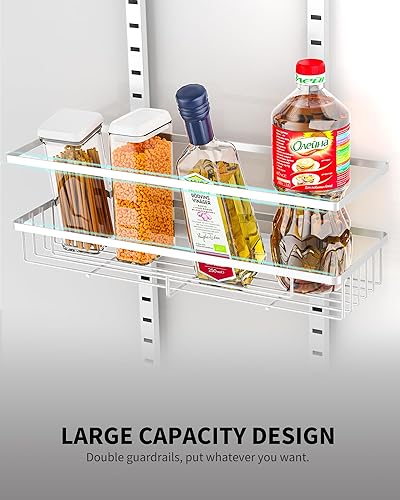 Miniatura 6 de Moforoco Organizadores blancos de despensa de 6 niveles sobre la puerta, organización y almacenamiento de despensa de cocina, cesta colgante para