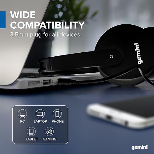 Miniatura 4 de Gemini Sound DJX-200 Auriculares profesionales negros para DJ, monitor sobre la oreja con controladores de 1.575 pulgadas, almohadillas ultra