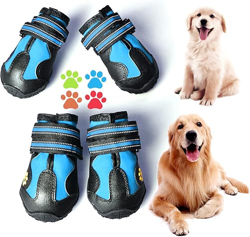 CovertSafe& - Botas para perros antideslizantes, botines impermeables para exteriores, zapatos para perros medianos y grandes 4 unidades, con suela