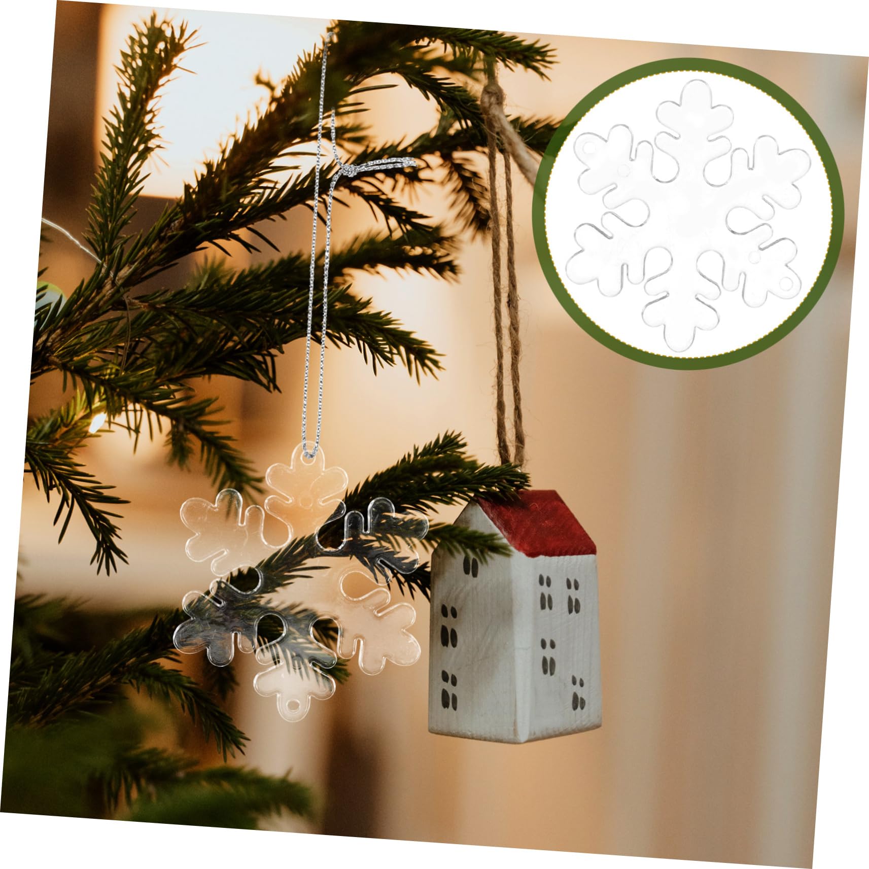 Cabilock 500 Pièces Flocon de Neige Transparent Ornements clairs de Flocon de Neige Pendentif Sapin de Noel Christmas Tree Decoration Christmas Tree Ornaments décors de Noël décor Suspendu
