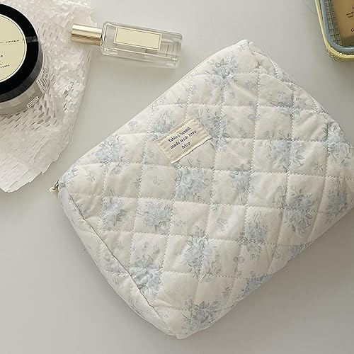 Miniatura 5 de Juoxeepy Bolsa de maquillaje acolchada de algodón floral, bolsa de cosméticos Jolly House Neceser Coquette Estético Bolsa de maquillaje Cosméticos,