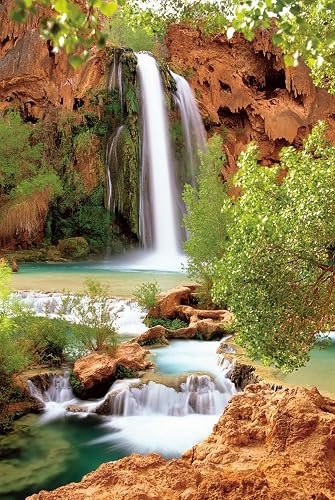 Laminated Hidden Falls Arizona Waterfall Havasupai Indian Reservation Grand Canyon