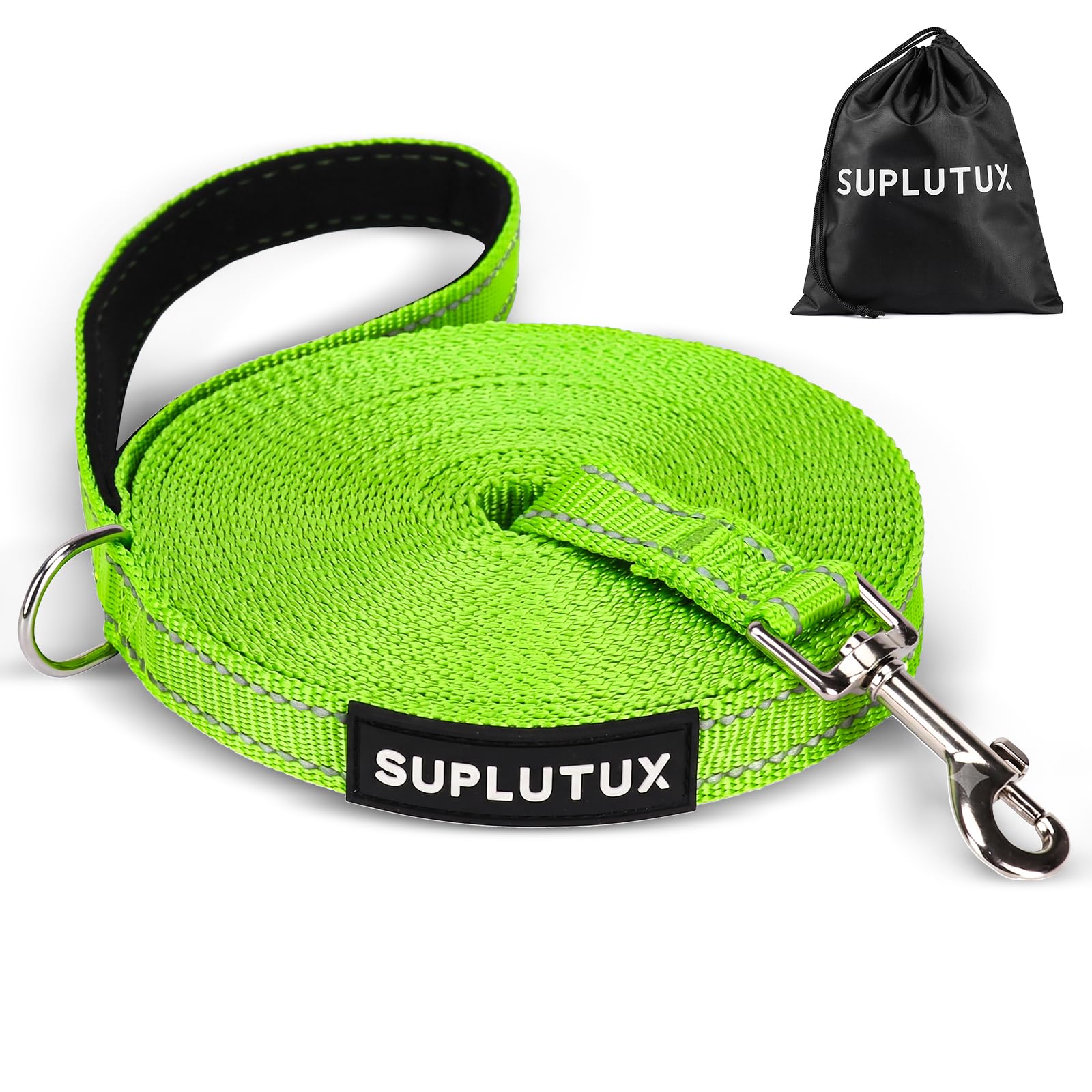 SuplutuX Dog Training Leads, Long Line Dog Lead with Reflective Strip, Durable & Lightweight Training Lead for Dogs, Perfect for Recall, Obedience & Outdoor Activities (Green, 10m/32ft) — image 1