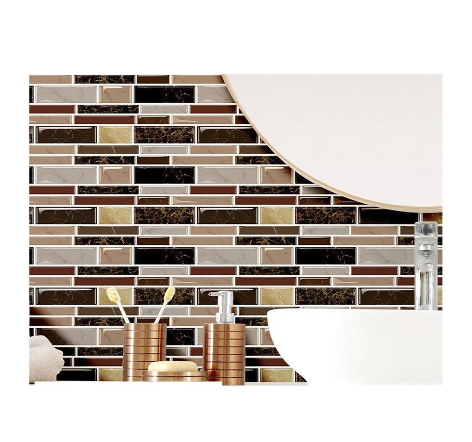 Mosaic Marble Effect Tile Stickers, Peel & Stick Marble Mosaic Wall Decals, Waterproof Crystal Tiles for Home Decor(Oranje,20pc)