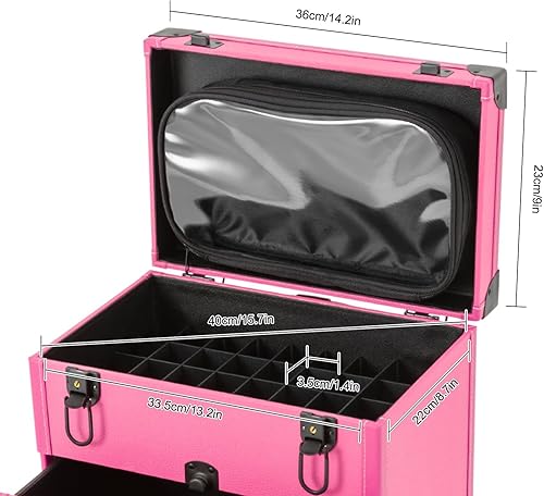 Miniatura 6 de Caja de tren de carretilla de aluminio de 3 niveles, Rosa Rojo, Moderno