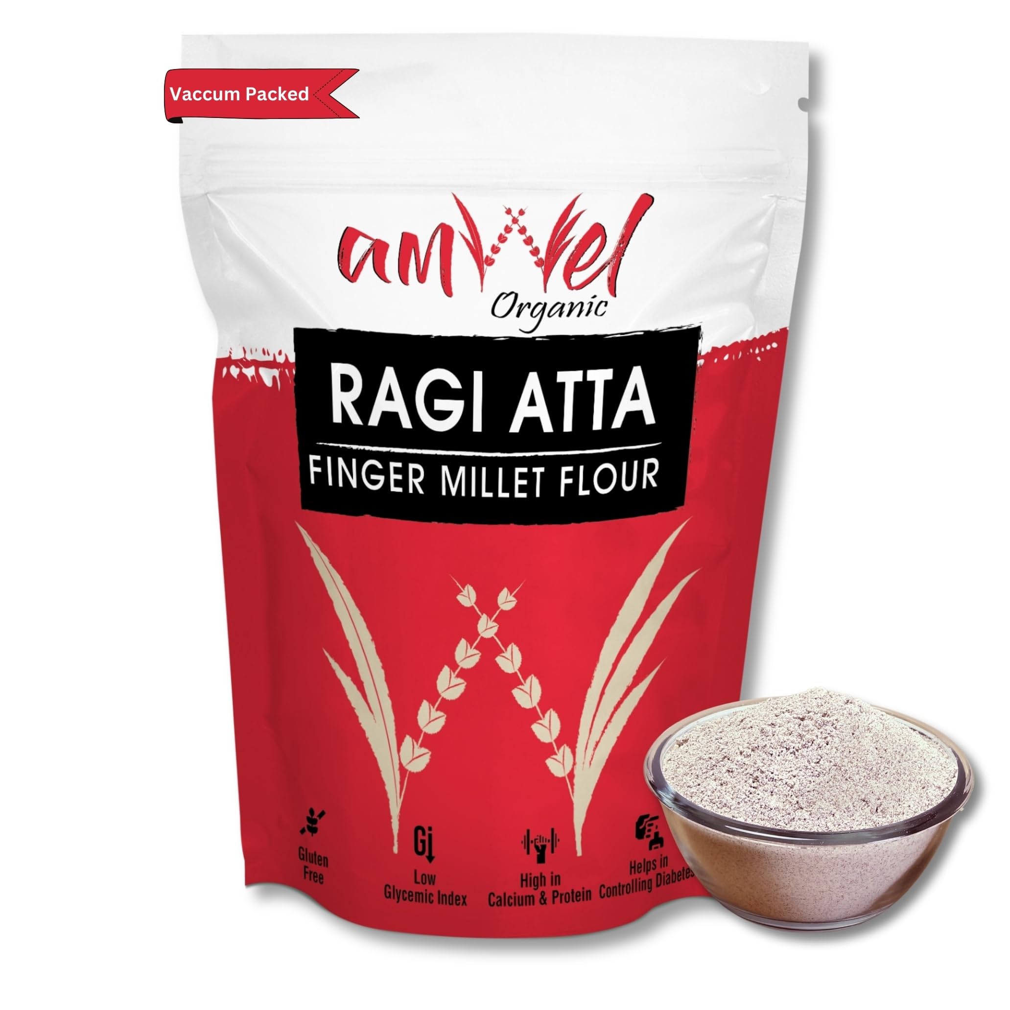 Amwel Combo of Jowar Atta 450g + Ragi Atta 450g | Sorghum Flour + Finger Millet Flour | Gluten Free Diabetic Friendly Low GI | Calcium Rich | Weight Management | For Good Health | 900g | Vacuum Packed - Image 7 thumbnail