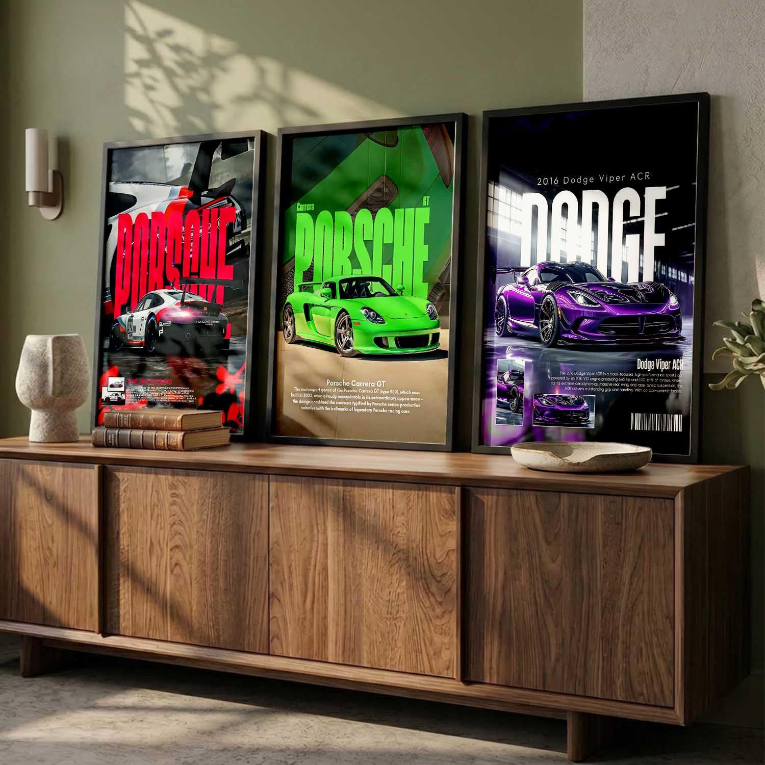 Porsche Car Posters - Set of 3 Framed Wall Art -15 Porsche Car Posters - Set of 3 Framed Wall Art -15