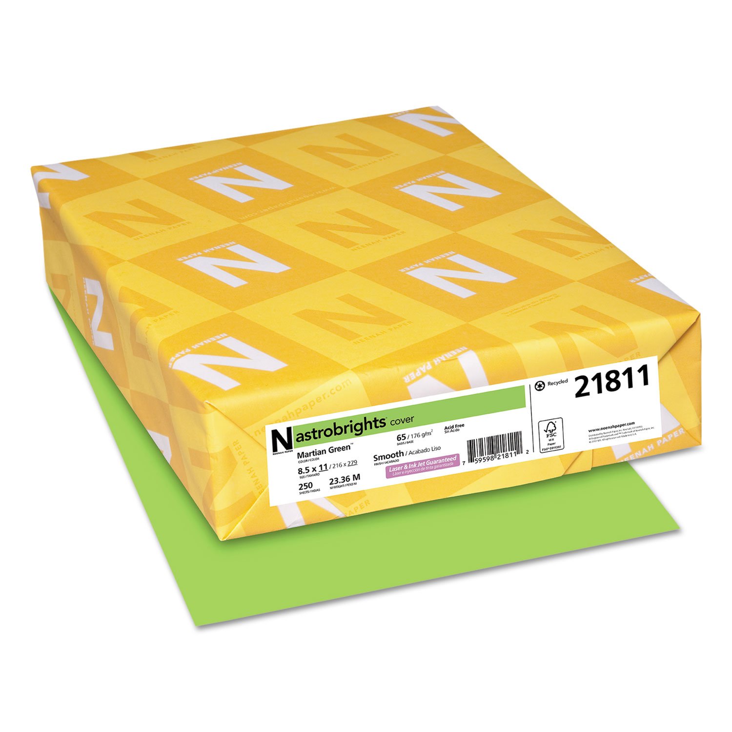 Wausau Papers Paper Astrobrights Colored Cardstock by Neenah – 65lb Colored Cardstock, Cardstock, Green, Model 21811
