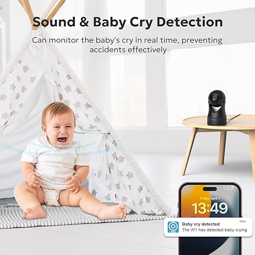 Miniatura 6 de owltron Cámara de seguridad para interiores 2K, cámara 360 para seguridad en el hogar con detección de movimiento, cámara de monitor de bebé con