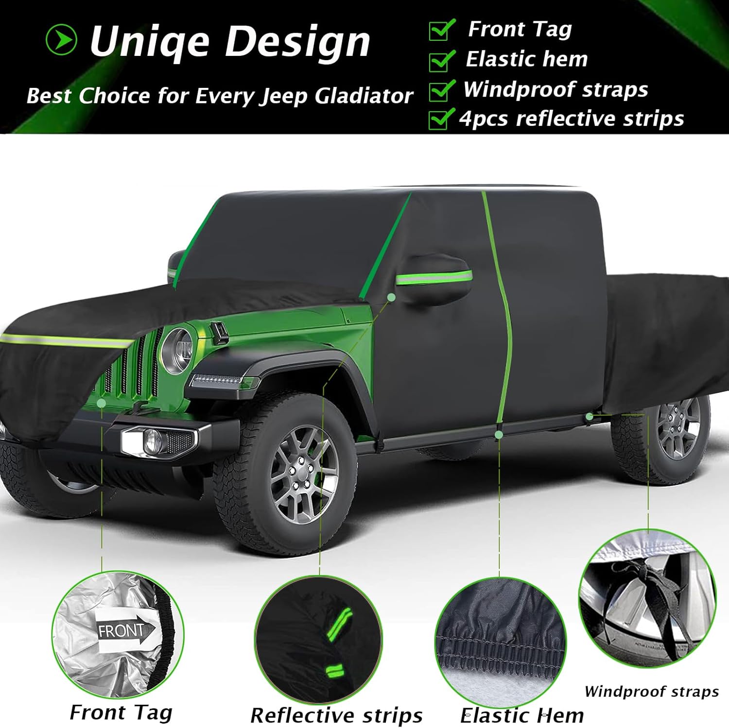 Big Ant Waterproof Car Cover Replace for 2019-2023 Gladiator,All Weather Car Covers with Zipper Door for Snow Rain Dust Hail Protection (Gladiator)
